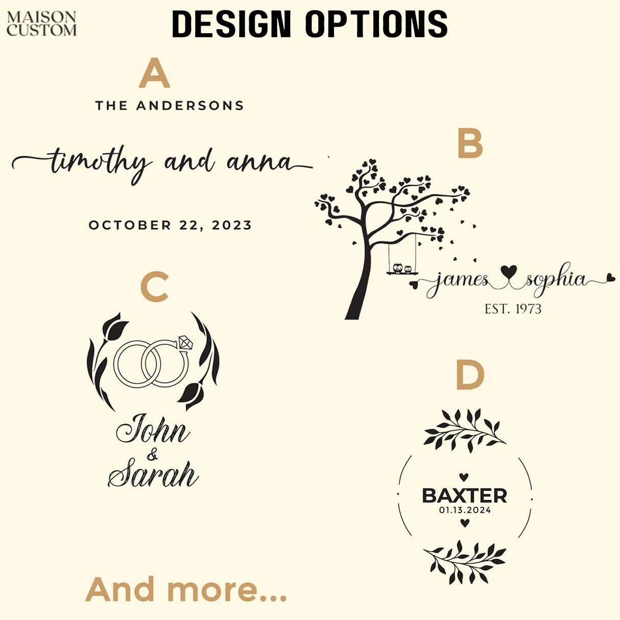 Handmade in USA - Wood Personalized Cutting Board - Unique Wedding Gift Idea for Couples, Anniversary, Christmas, Bridal Shower, Housewarming - Many Maison Custom