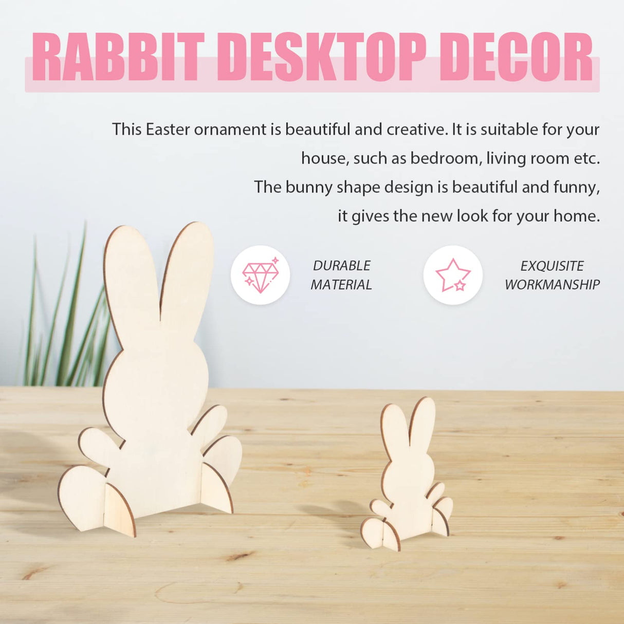 14pcs Wooden Bunny Cutouts Unfinished 3D Rabbit Stand Ornament Cutouts Craft for DIY Painting Table Decoration Halloween Christmas Birthday Gift Didiseaon