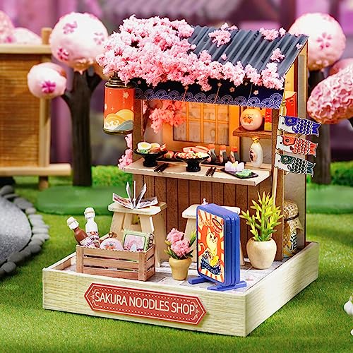 Lannso DIY Dollhouse Miniature Kit, Doll House Kit with Dust Proof Cover, Mini Handmade Wooden Dollhouse Toys for Adult Gift(QT41) Lannso