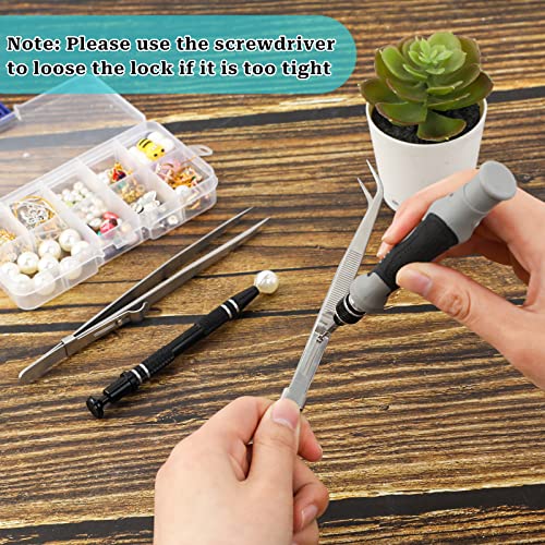 3Pcs Diamond Holder Pick up Tool Precision Tweezers Stainless Steel Tweezers Kit Diamond Claw Tweezers Parts Prong Tweezer Grabber Stone Jewelry Sliverdew