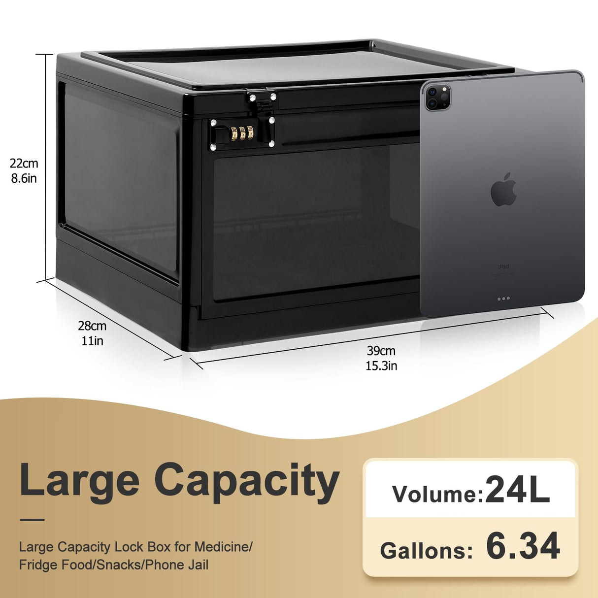 Large Lock Box for Personal Items, Combination Lockable Storage Box for Office Locker/School/Medicine/Snacks/Phone Jail/Electronic/Home Lalifebuss