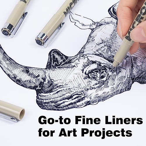 Micro-Pen Fineliner Ink Pens, 12 Pack Black Micro Fine Point Drawing Pens Waterproof Archival Ink Multiliner Pens for Artist Illustration, Sketching, KERIFI