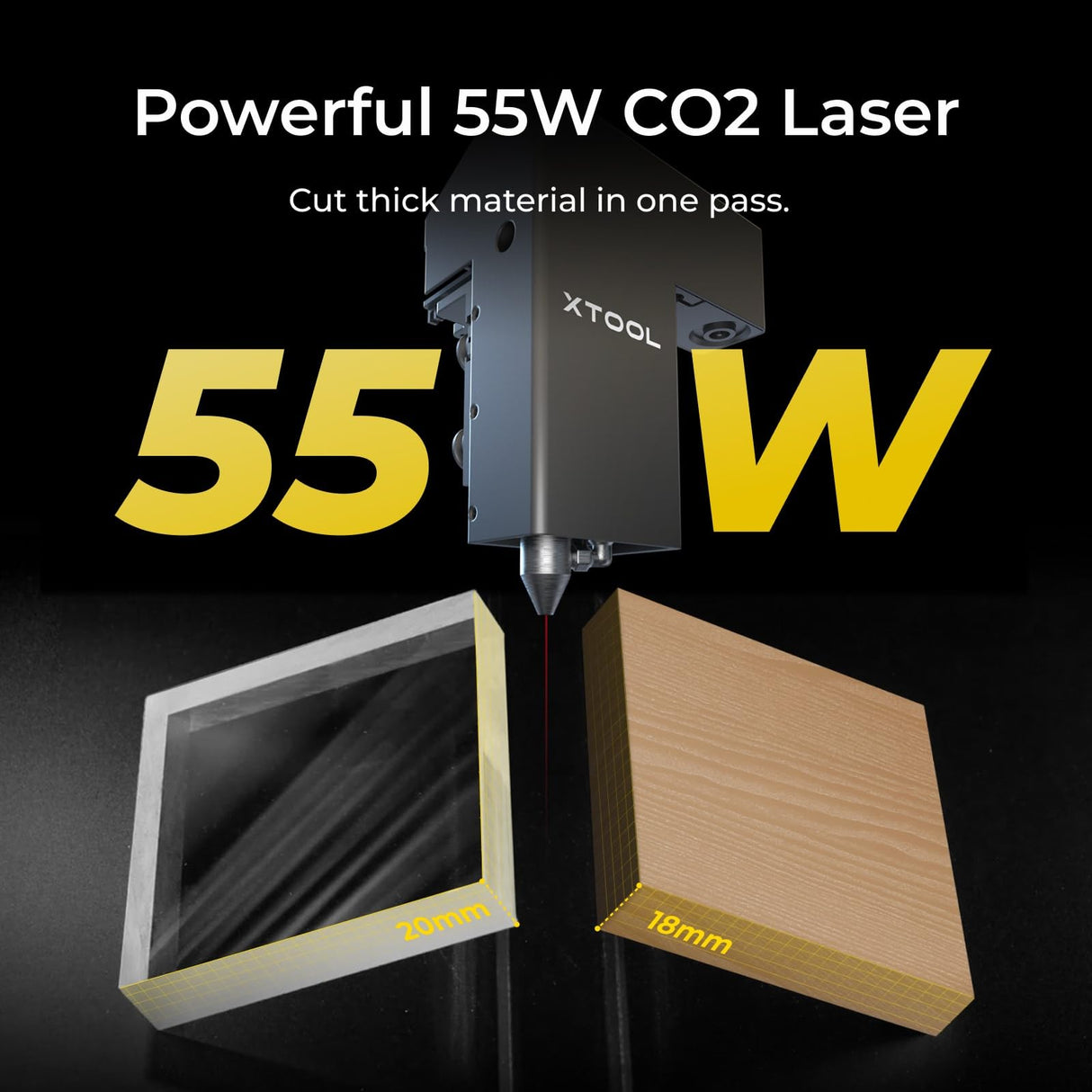 xTool P2 55W CO2 Laser Cutter, Smart Desktop CO2 Laser Engraver and Cutter Machine, Dual Smart 16MP Cameras, Curved Surface Engraving, Create with xTool