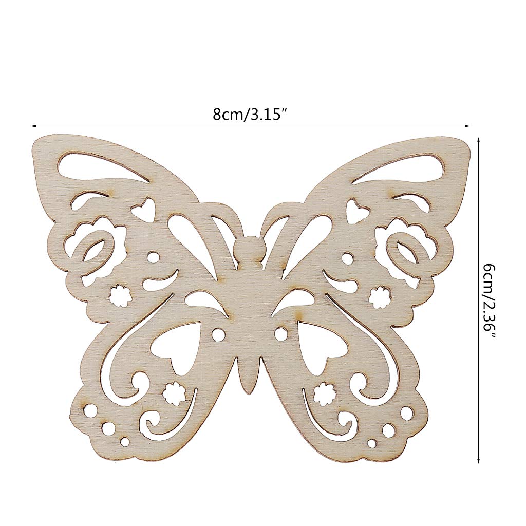 Natural Wood Slices Unfinished Wood 10pcs Laser Cut Wood Butterfly Embellishment Wooden Shape Craft Wedding Decor Misright