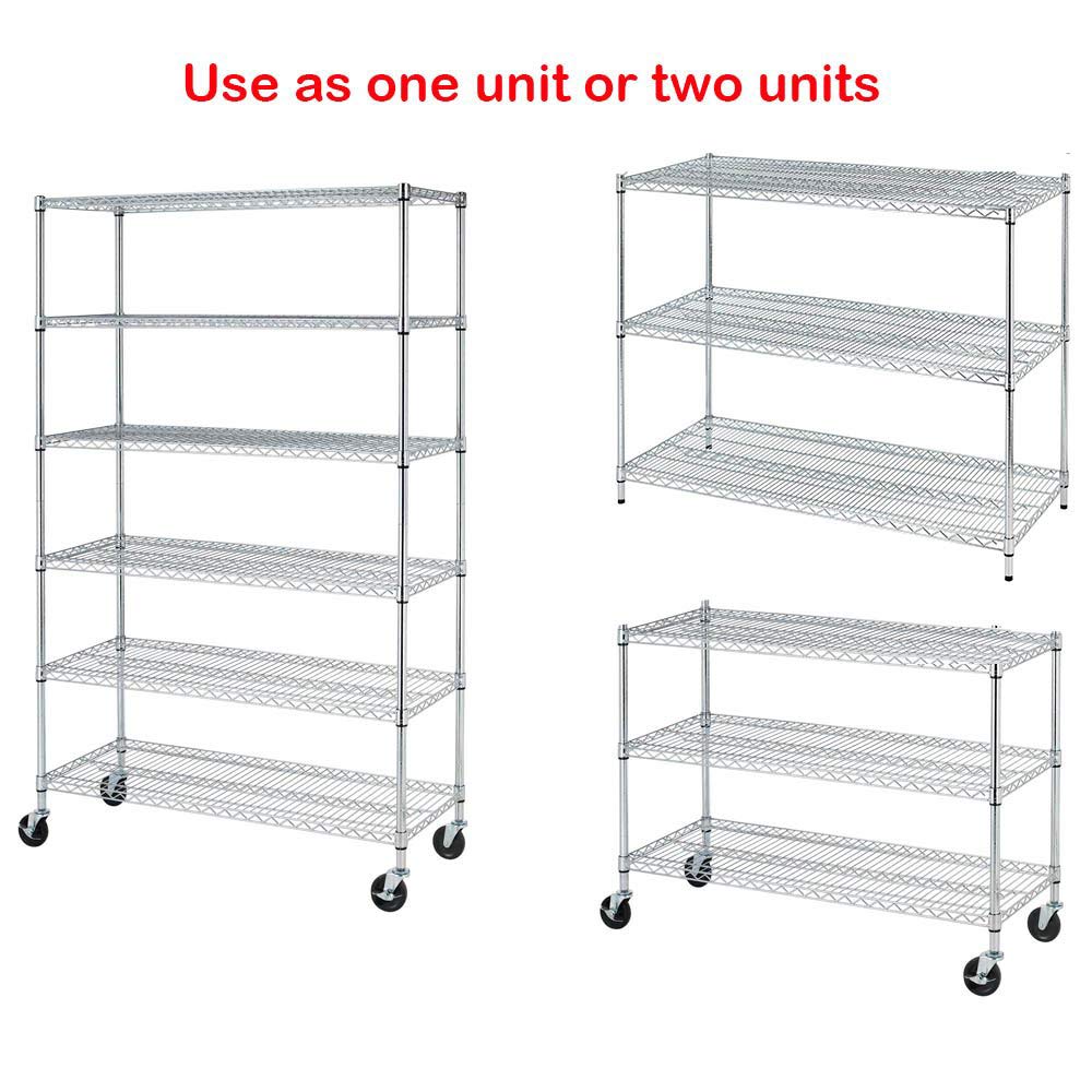 6 Tier Storage Shelves Metal Wire Shelving Unit with Wheels, 6000LBS Weight Capacity Heavy Duty NSF Height Adjustable Garage Shelving Utility Steel Dkeli