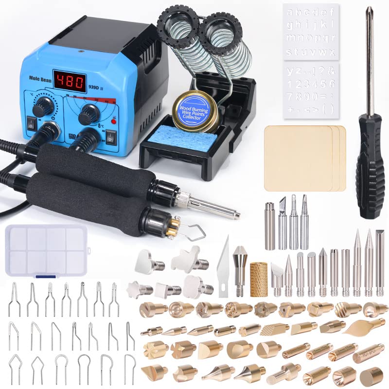 137PCS Wood Burning Kit, DIY Creative Tool Set Soldering Pyrography Pen  with Adjustable Temperature and Wood Piece for Embossing Carving Tips
