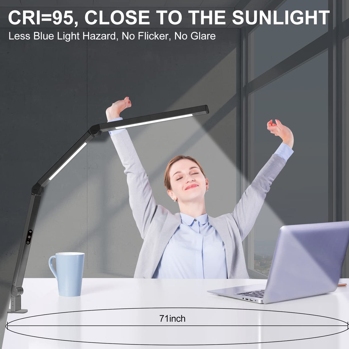 LED Desk Lamp with Clamp, Architect Desk Lamp with Dual Light and Adjustable Swing Arm, Clip-on Eye-Care 4 CCT Modes & 5 Brightness Levels Table Micomlan