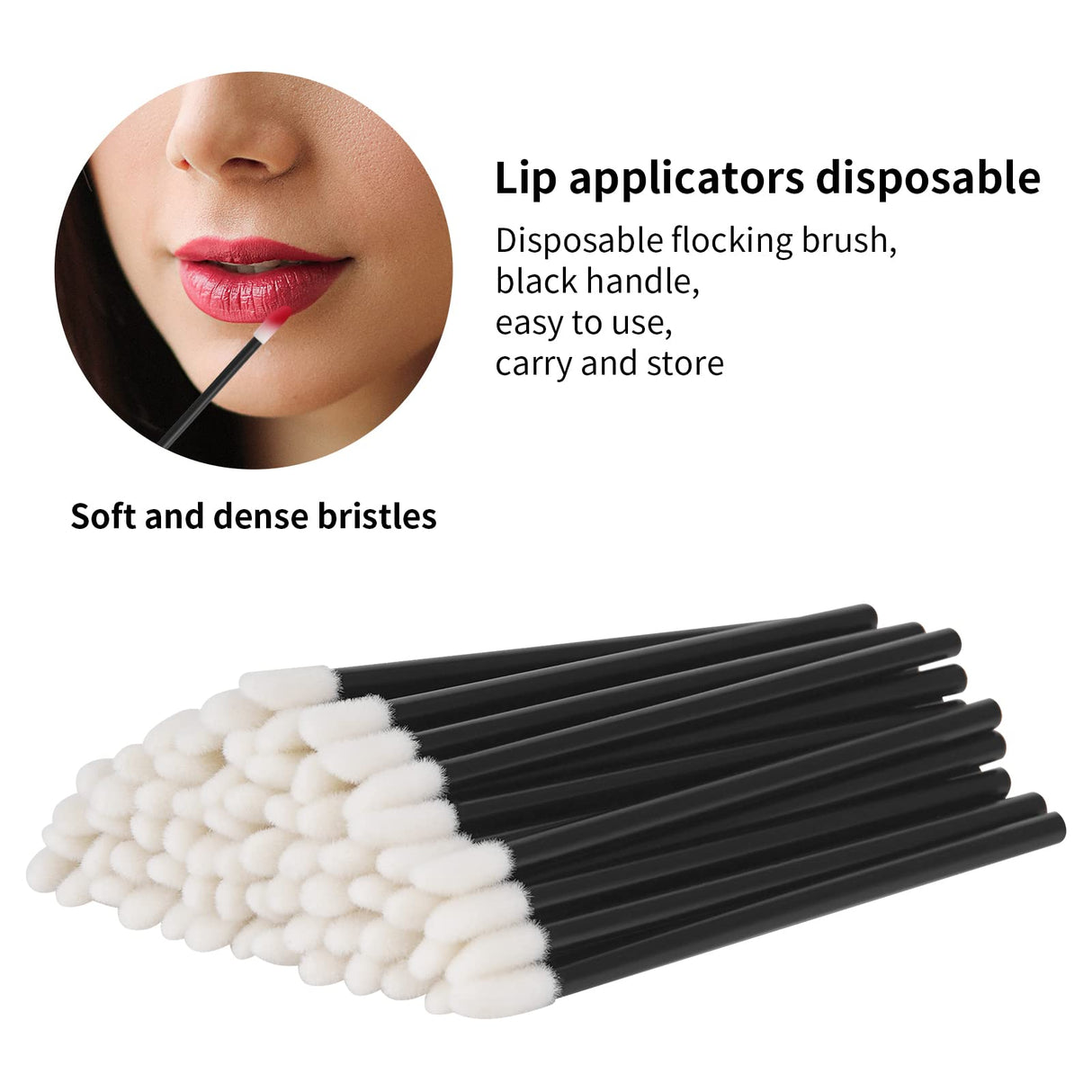 500PCS Lip Wands Applicators Disposable - Vaincre Lipstick Brush Lip Gloss Makeup Applicator Beauty Tool Kits Black Vaincre