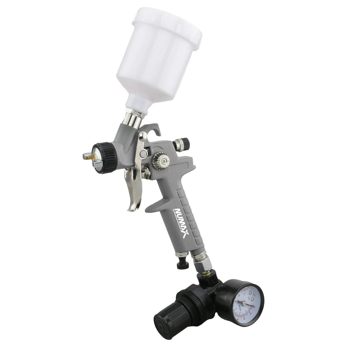 NuMax SPS08 Pneumatic 0.8mm Tip Mini HVLP Gravity Feed Spray Gun with 125cc Plastic Cup NuMax