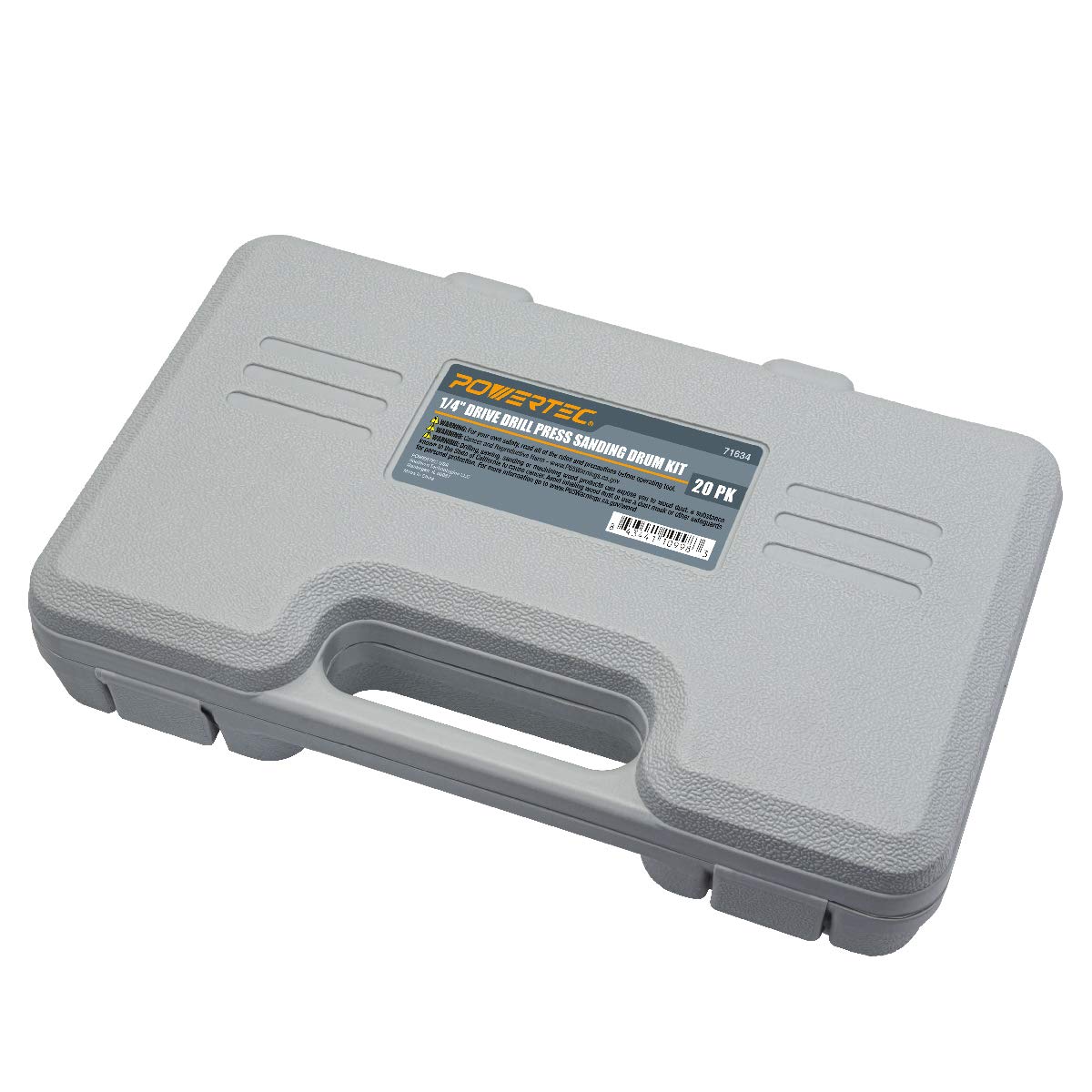 POWERTEC 71634 20-Piece Drill Press Sanding Drum Kit w/ ¼ and 1/8 inch Shanks, Spindle Sander Sleeves, Tool Carrying Case POWERTEC