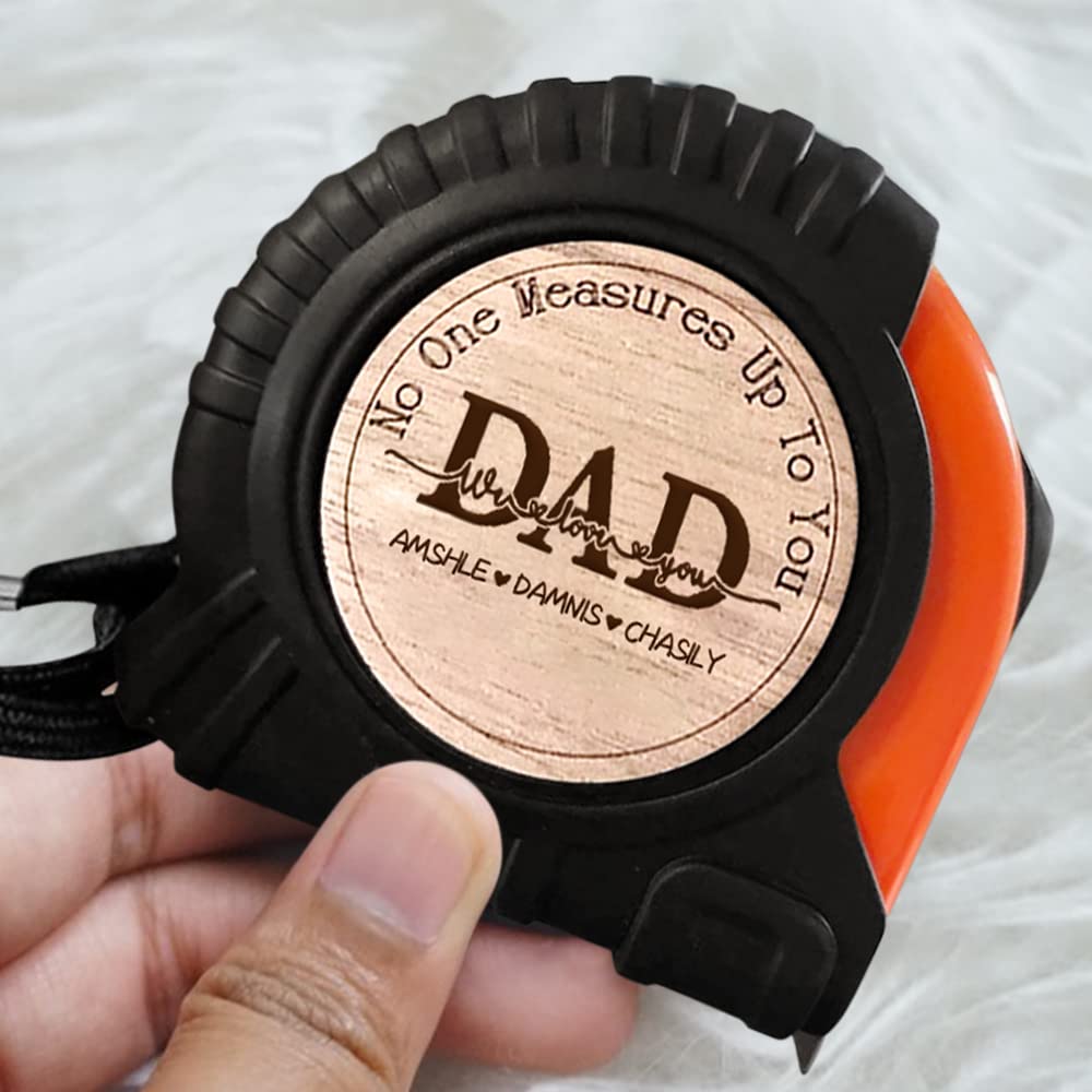 Personalized Tape Measure Hammer Set for Dad, Customized No One Measure Up to Your Dad Measuring Tape Wood Handle Hammer Set, Fathers Day Tool Kits SweetJECCU