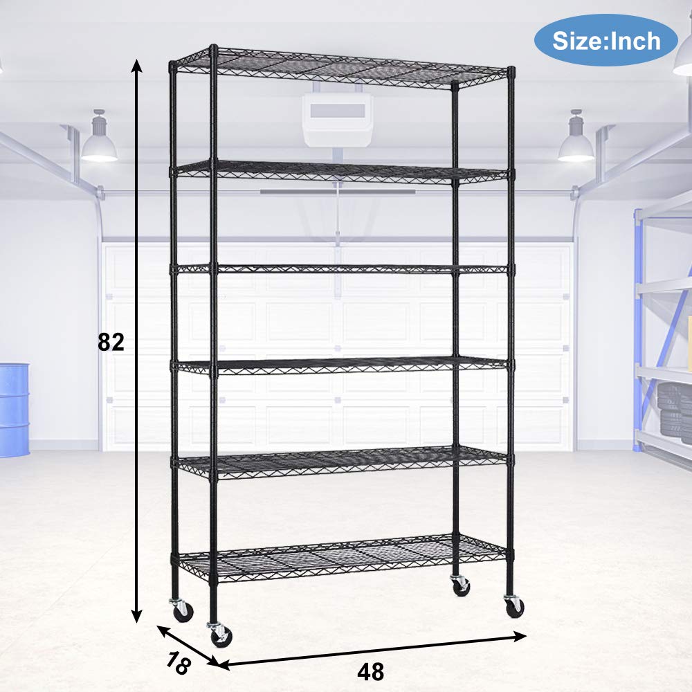 BestMassage 72"x48"x18" 6 Tire Wire Shelving Unit NSF Storage Shelves Large Heavy Duty Metal Shelf Organizer Height Adjustable Commercial Grade Steel BestMassage