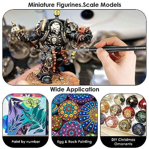 Miniature Paint Brushes,15Pcs Small Fine Tip Paintbrushes, Micro Detail Paint Brush Set, Triangular Grip Handles Art Brushes Perfect for Acrylic, Cocoaland