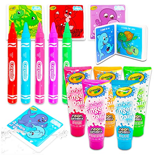 Crayola Bath Super Set - Bundle with 5 Crayola Bath Paint Soap Tubes, 5 Body Wash Bath Pens, and 4 Crayola Bath Books (14 Pc Set) | Bath Books for Beach Kids