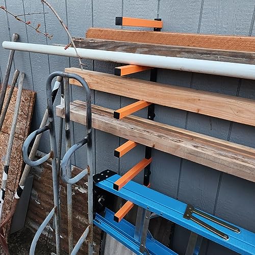 ECOTRIC 6 Levels Shelf Lumber Rack Lumber Storage Rack Lumber Organizer Wood Organizer Steel Wall Mounted Max 600 Lb (1 Pack) ECOTRIC