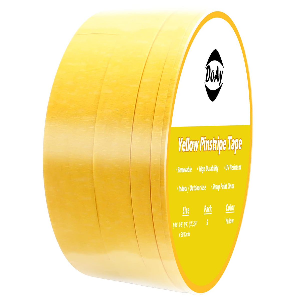 DOAY 5 Rolls Pinstripe Tape - Masking Tape 1/16", 1/8", 1/4", 1/2", 3/4" - Thin Painters Masking Automotive Tape for DIY, Car, Auto, Paint, Art, DOAY