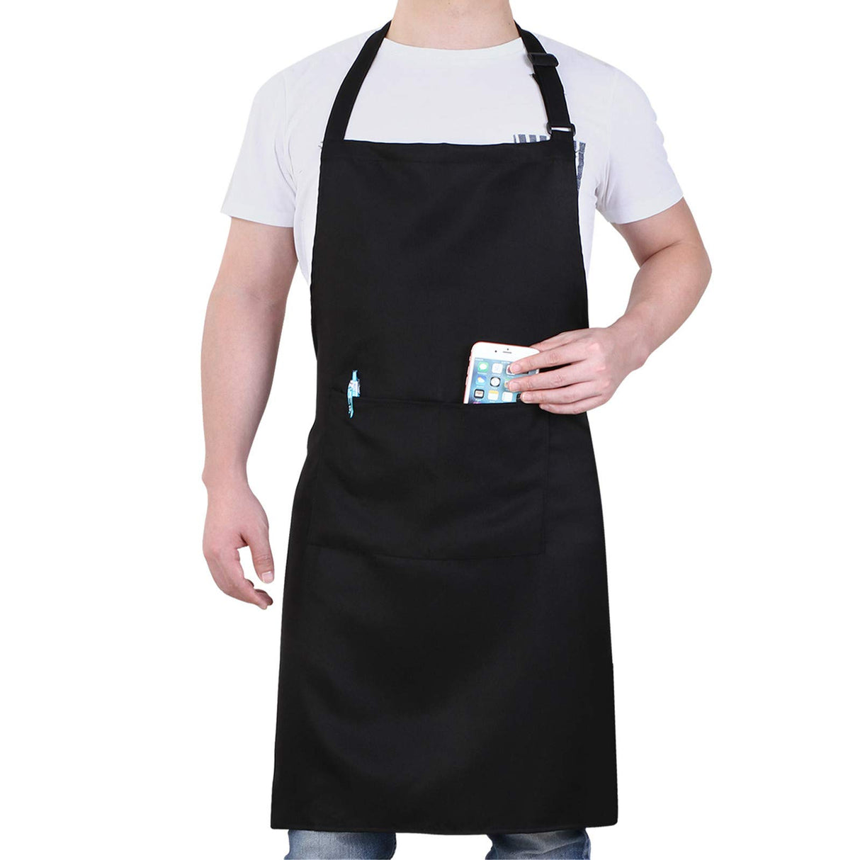 Will Well Chef Apron for Men and Women Professional for Cooking With Pockets - Adjustable - Bib Aprons - Water & Oil Resistant - 1 Pack, Black Will Well