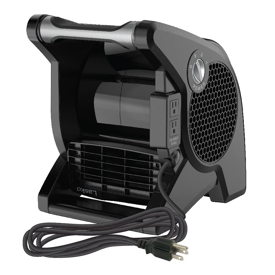 Lasko High Velocity Max Performance Pivoting Utility Blower Fan, for Cooling, Ventilating, Exhausting and Drying, Home, Job Site, 2 AC Outlets, Lasko