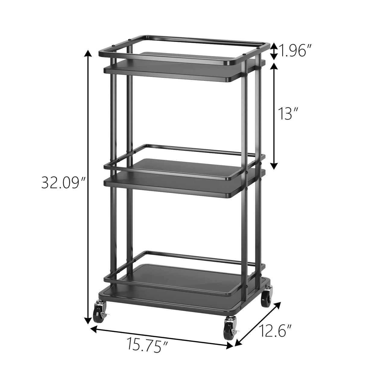 OKZEST 3 Tier Bar Cart for Home, Rolling Mini Liquor Bar for Wine Beverage Dinner Party, Utility Kitchen Storage Island Serving Cart on Wheels, OKZEST