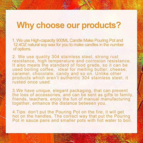 Candle Making Kit Supplies,DIY Craft Tools Including Candle Make Pouring Pot, Sticker, 3-Hole Wicks Holder, Natural Soy Wax and Spoon DINGPAI