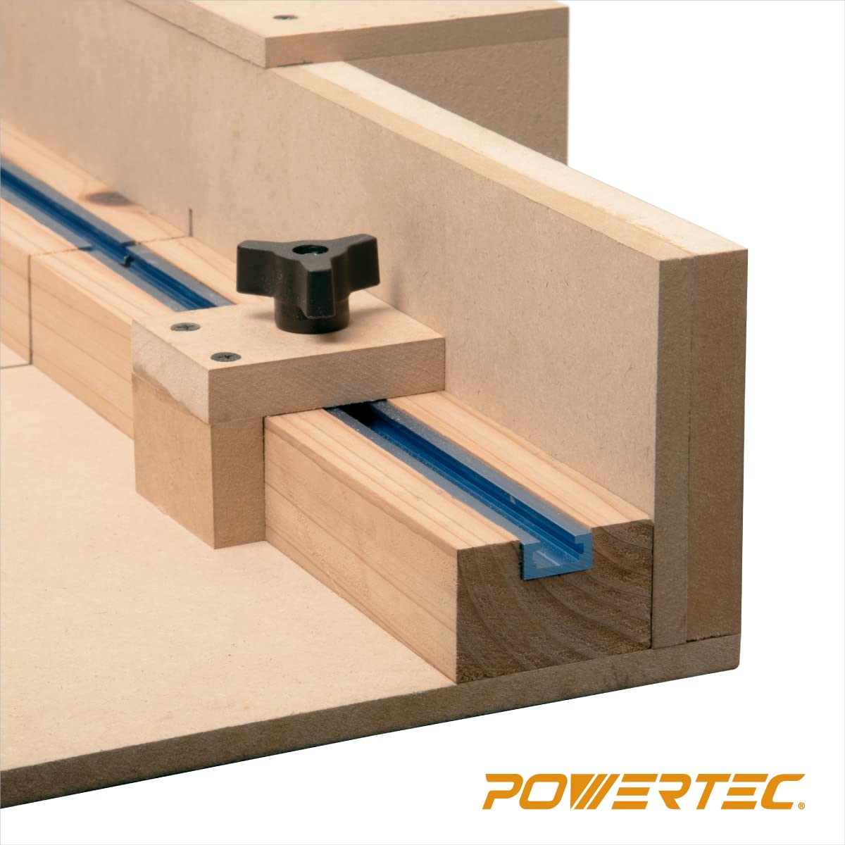 POWERTEC 71673 Table Saw Sled Kit w/T-Tracks, Miter Bars, Knob, Bolt and Screws Set POWERTEC