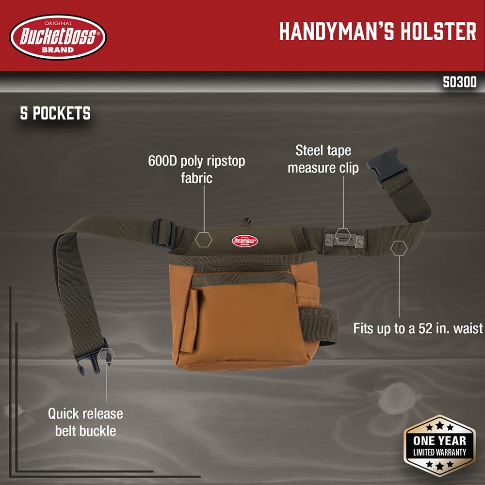 Bucket Boss - Handyman’s Holster, Tool Belts - Original Series (50300), Brown Bucket Boss