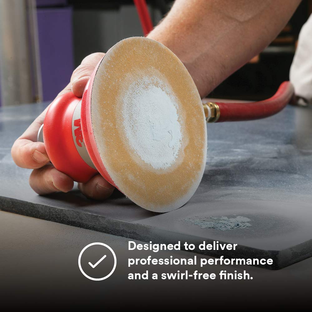 3M Random Orbital Sander – Pneumatic Palm Sander – 6” x 5/16” Diam. Orbit – Stikit Disc Pad – For Wood, Composites, Metal – Original Series Cubitron