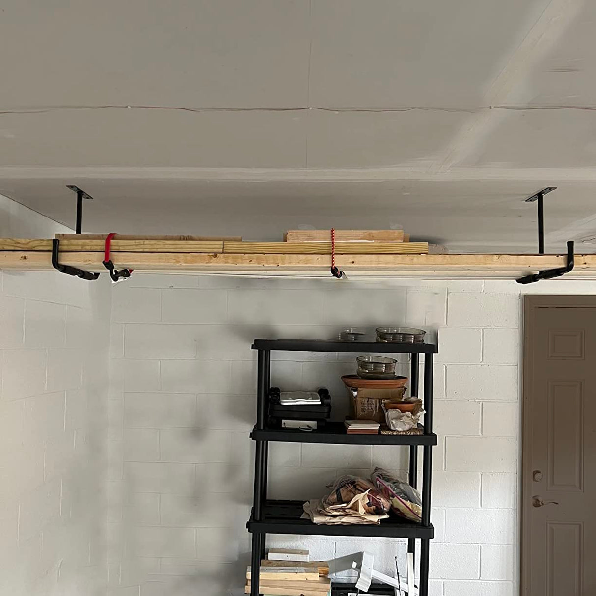 Fpz-bd Black 16.5 Inch Garage Ceiling Storage Racks,Heavy Duty Overhead Garage Storage Rack for Bike,Pipe,Ladder,Wood(2Pack,Gray,Included Plastic Fpz-bd