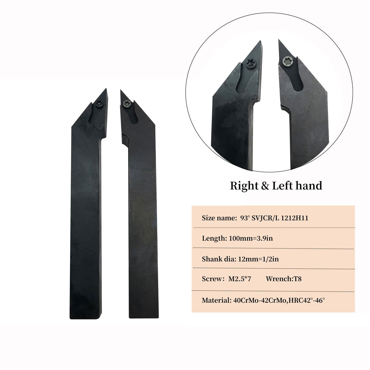 2pcs 1/2" Indexable Metal Lather Turning Tool Holder Boring Bars with VCMT110304/VCMT32.51 Carbide Turning Inserts,VCMT Insert Mutilayer Coated CNC Hunricho
