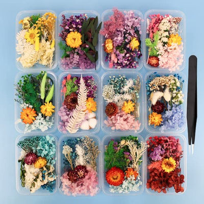 4 Packs Real Natural Dried Flowers for Making Mobile Phone Case Candle Handmade Crafts Epoxy Resin Pendant Necklace Jewelry DIY Accessories,Mixed
