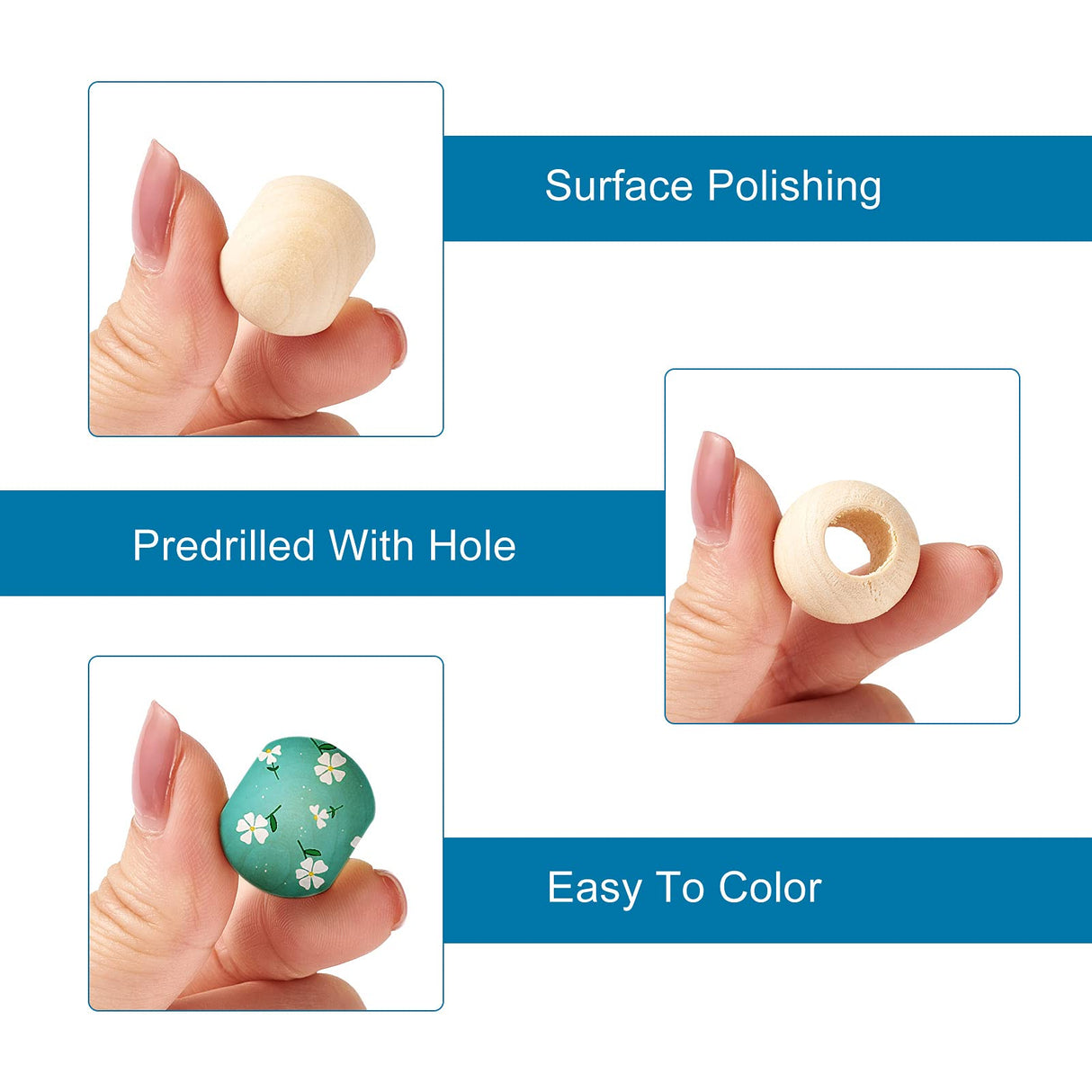 Pandahall 120Pcs Natural Large Hole Wood Beads Oval & Round Unfinished Wooden Loose Spacer Beads for Craft Jewelry Making, Hole:9-10mm PH PandaHall