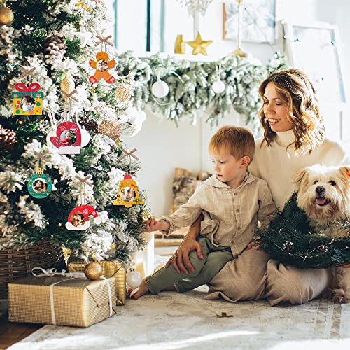 Shitailu 24Pcs Christmas Photo Frame Ornaments, DIY Unfinished Wood Picture Frame Ornaments Craft, Xmas Themed Frame Kits for Kids, Painting Decor Shitailu