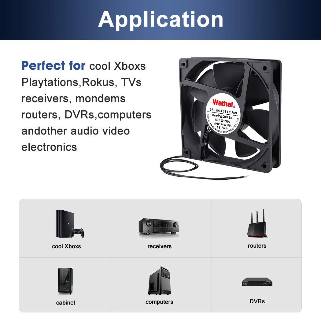 Wathai EC 120mm x 25mm Ball DIY Cooling Ventilation Exhaust Fan 110V 115V 120V 220V 240V AC Axial Case Muffin Fan Wathai