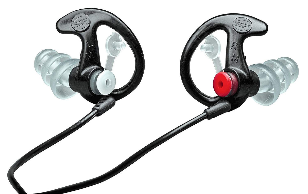 SureFire EP4 Sonic Defenders Plus filtered Earplugs, triple flanged design, reusable, Black, Medium SureFire
