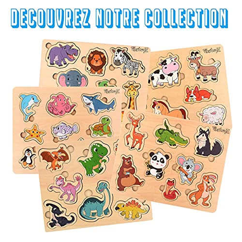 Pikatoyz Wood Puzzles for Toddlers 1-3. Wooden Toys for 1 2 3 Year Old of sea Animal Puzzles for Kids. Ideal Montessori Puzzle Gift. Baby Puzzles for PikatoyZ