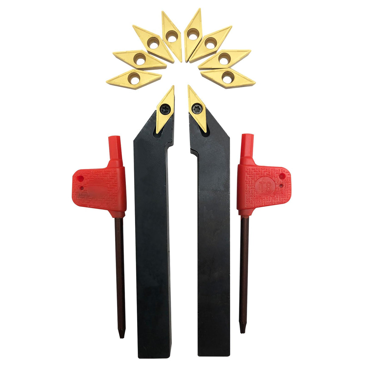 2pcs 1/2" Indexable Metal Lather Turning Tool Holder Boring Bars with VCMT110304/VCMT32.51 Carbide Turning Inserts,VCMT Insert Mutilayer Coated CNC Hunricho