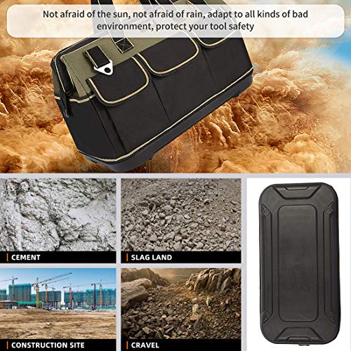FASTECH 20-inch Wide Mouth Tool Bag with Water Proof Molded Base,Wide Mouth Tool Tote Bag,Waterproof Tool Organizer Bag for Men with Adjustable FASTECH