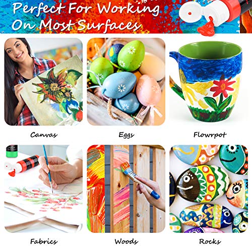 Caliart Acrylic Paint Set With 4 Brushes, 52 Colors (59ml, 2oz) Art Craft Paints for Artists Kids Students Beginners & Painters, Canvas Halloween Caliart