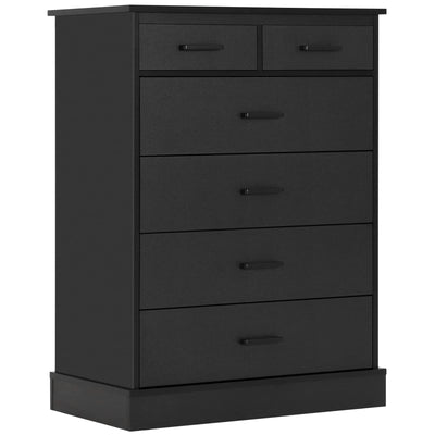 Hasuit Black Dresser for Bedroom, 6 Drawers Dresser Wood Storage Tower Clothes Organizer, Chest of 6 Drawers, Large Capacity Storage Cabinet, Tall