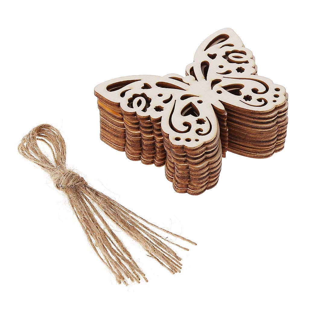 Natural Wood Slices Unfinished Wood 10pcs Laser Cut Wood Butterfly Embellishment Wooden Shape Craft Wedding Decor Misright