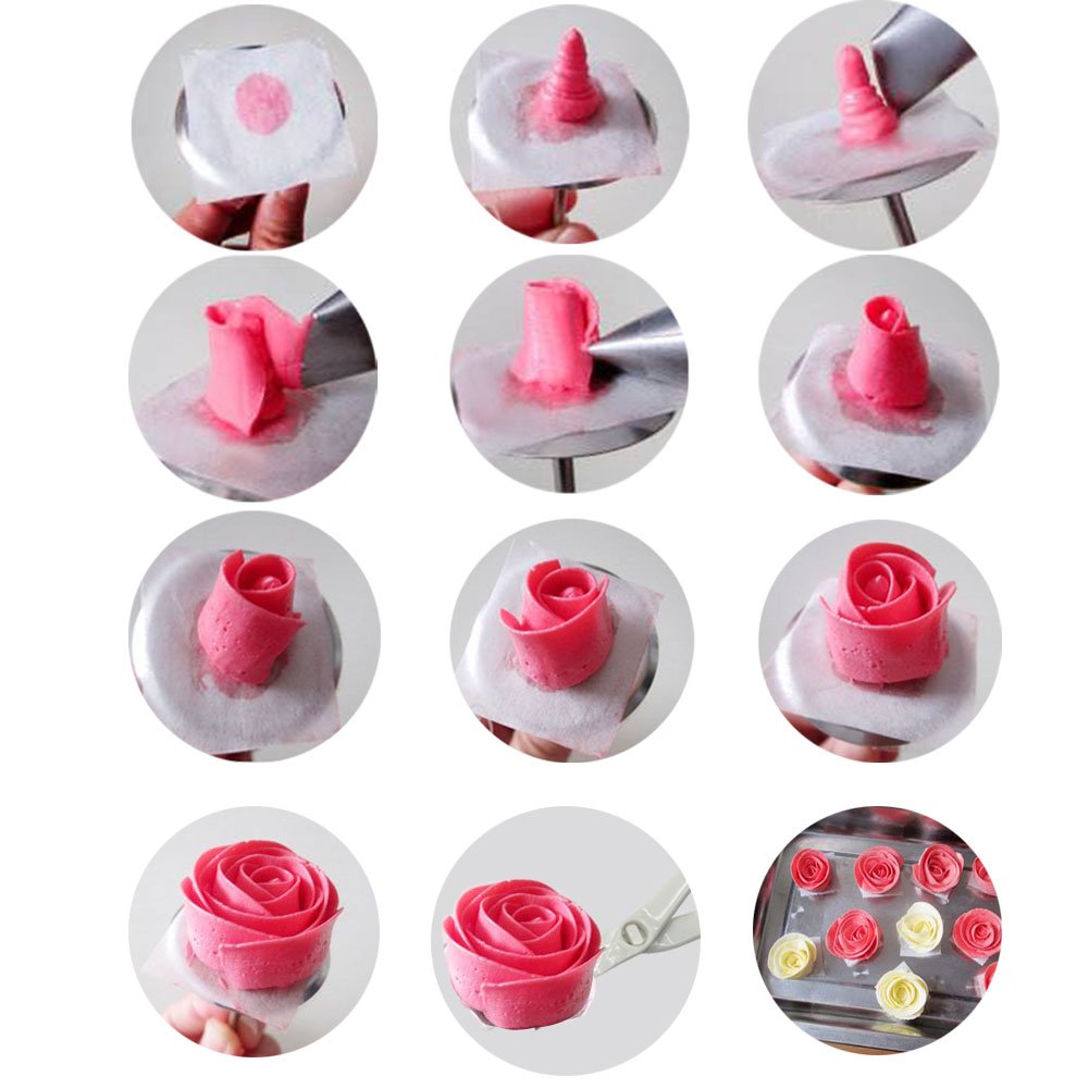 Woohome 17 PCS Flower Nails Cake Decorating Supplies Includes 4 Size Cake Flower Nail and 9 PCS Plastic Cake Flower Nail, Flower Lifters, Cake Flower Woohome