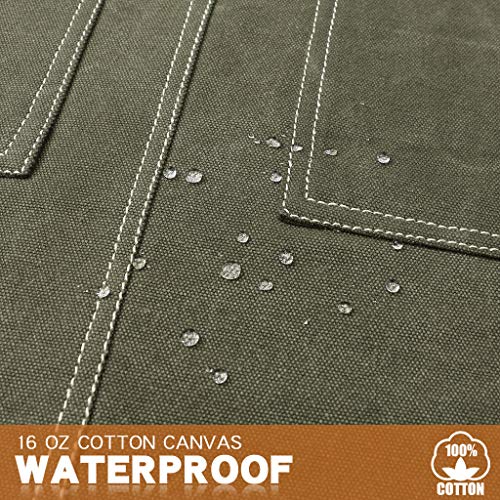 Jeanerlor - 16oz Water-Resistant Work Hairdresser Canvas Aprons for Women Painting Garden Tool Apron with Pockets(Olive Green) Adjustable S to M Jeanerlor