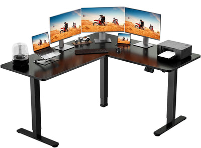 ErGear L-Shaped Electric Standing Desk, 63 inches Double Motor Height Adjustable Sit Stand up Corner Desk, Large Home Office Desk Computer