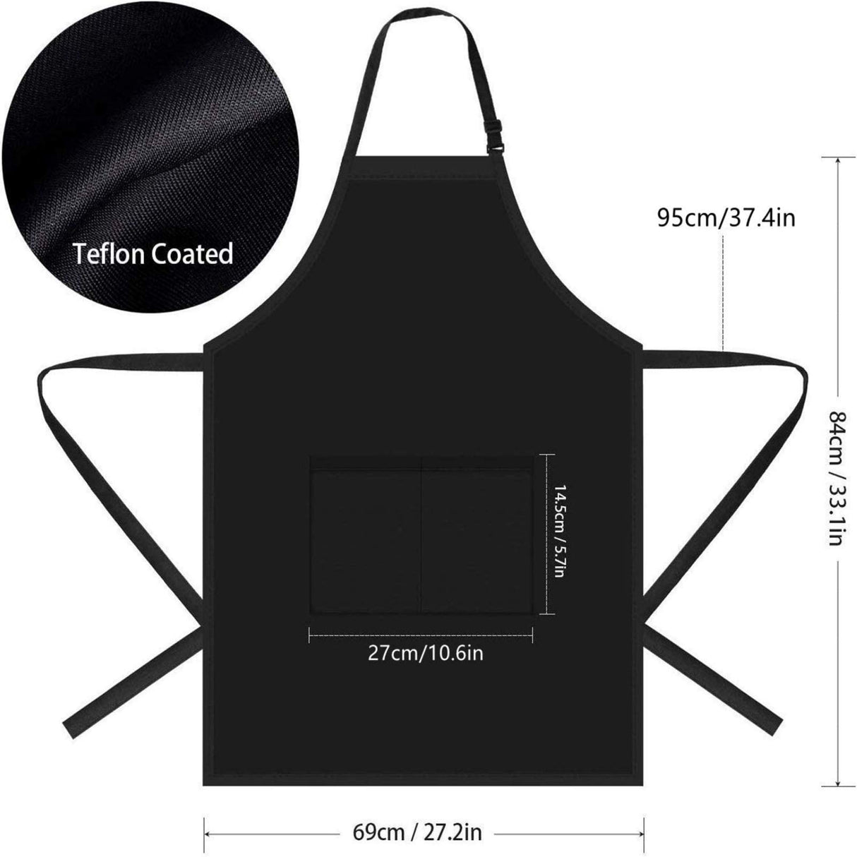 Will Well Chef Apron for Men and Women Professional for Cooking With Pockets - Adjustable - Bib Aprons - Water & Oil Resistant - 1 Pack, Black Will Well