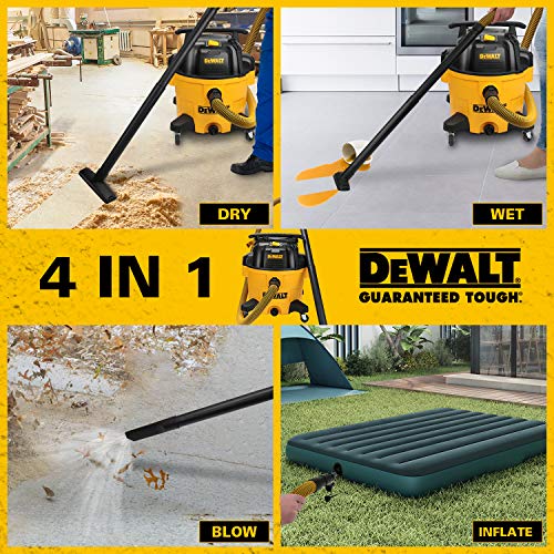 DEWALT 9 Gallon Wet/Dry VAC, Heavy-Duty Shop Vacuum with Attachments, 5 Peak HP, with Blower Function, DXV09PA, Yellow DEWALT