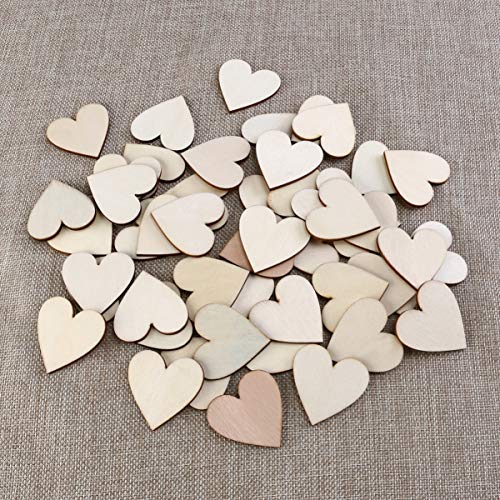 LIOOBO 100pcs Blank Wood Slices Woodsy Decor Wood Heart Embellishment Love Heart Ornament Blank Wood Heart Cutouts Heart Wood Discs Valentine Hanging LIOOBO