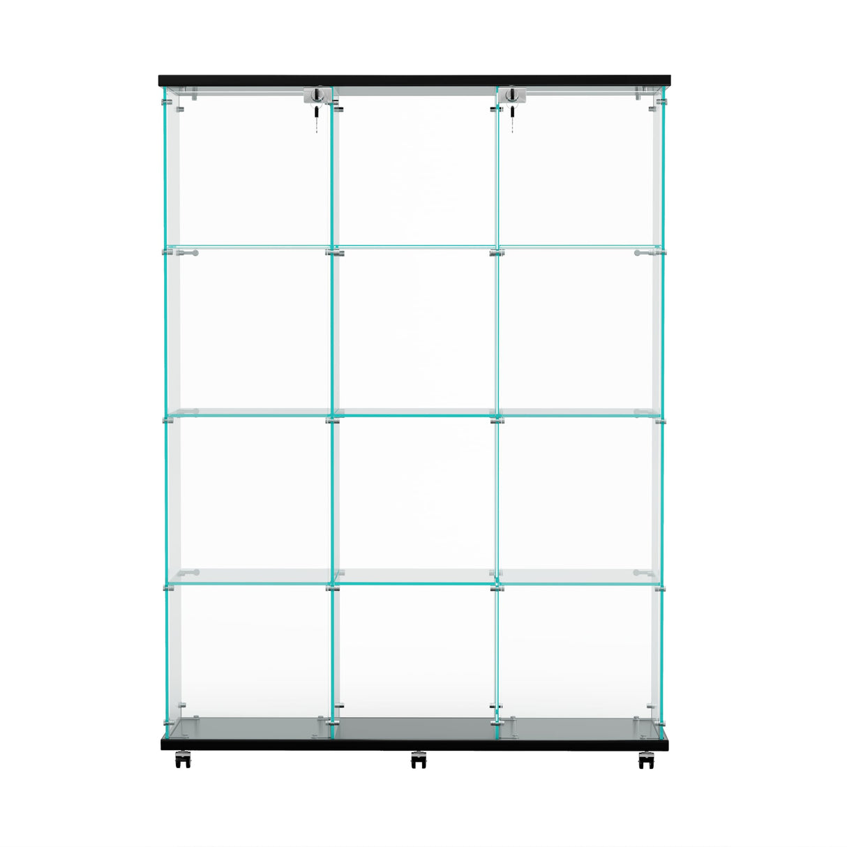 HomVent Modern 4-Shelf Glass Display Cabinet with Lock and Doors for Collectibles and Decorative Items HomVent