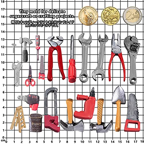 Construction Tools Fondant Silicone Molds Set for Chocolate Candy Sugarcraft Cupcake Topper Cookie Decorating, Epoxy Resin Soap Clay Wax Craft FUNSHOWCASE