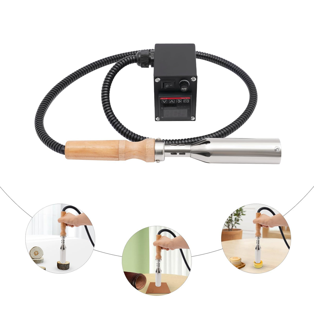 MooneHived 300W Electric Branding Iron with Adjustable Temperature and Digital Display for Wood and Crafts MooneHived