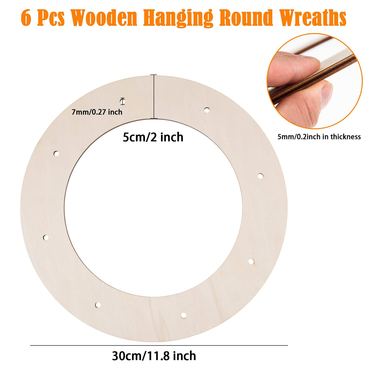 12 Pcs Wooden Wreath Frames for Crafts Unfinished Wooden Craft Floral Hoop Rings DIY Christmas Garland Wood Hanging Decorations for DIY Christmas AWIZOM